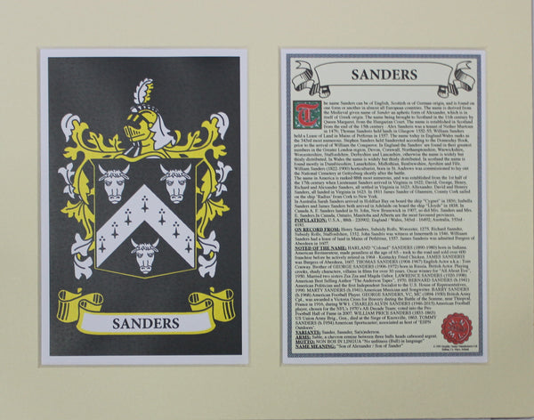 Sanders - Irish Surname Heraldry