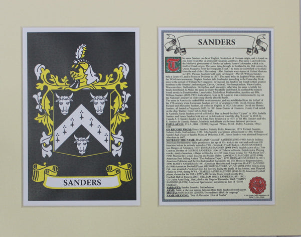 Sanders - Irish Surname Coat of Arms Family Crest Heraldry