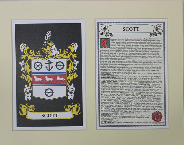 Scott - Irish Surname Coat of Arms Family Crest Heraldry