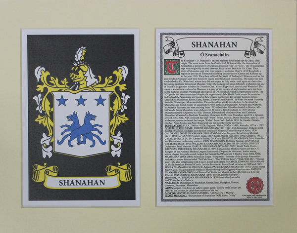 Shanahan - Irish Surname Coat of Arms Family Crest Heraldry