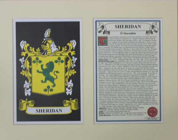 Sheridan - Irish American Surname Coat of Arms Family Crest Heraldry
