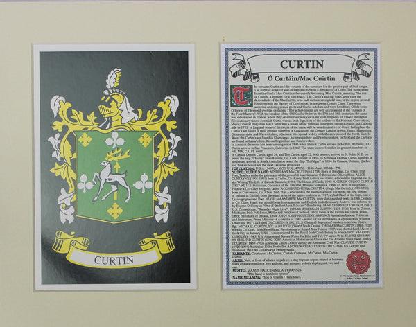 Curtin - Irish American Surname Coat of Arms Heraldry