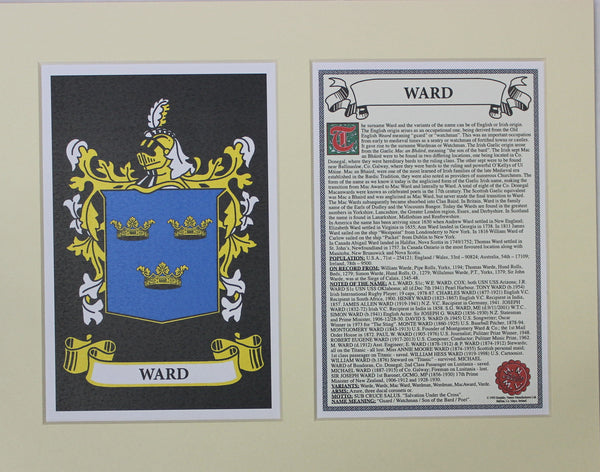 Ward - Irish American Surname Coat of Arms Family Crest Heraldry