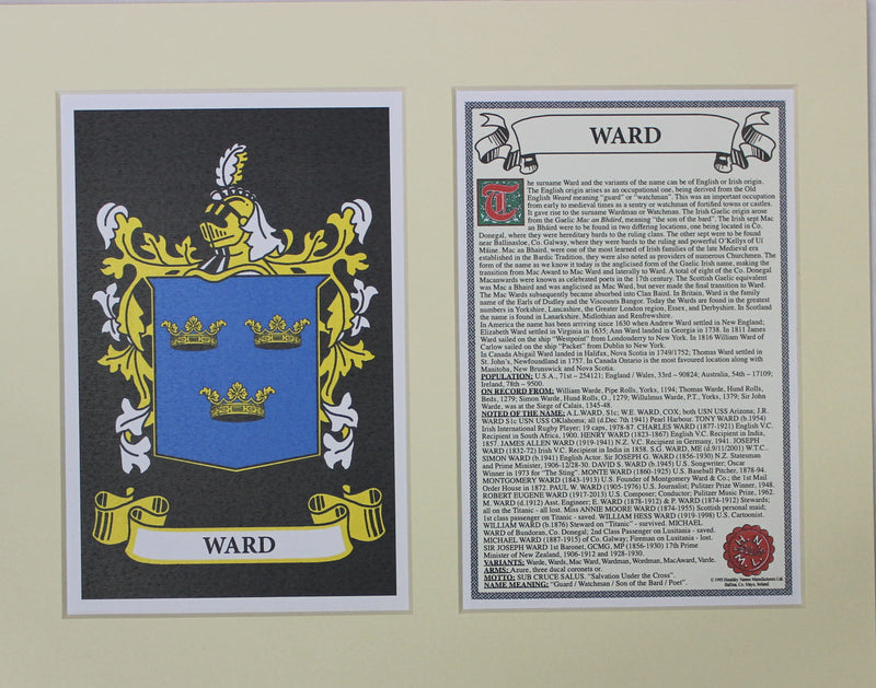 Ward - Irish American Surname Heraldry