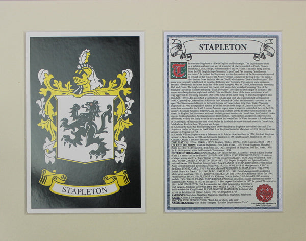 Stapleton - Irish Surname Heraldry