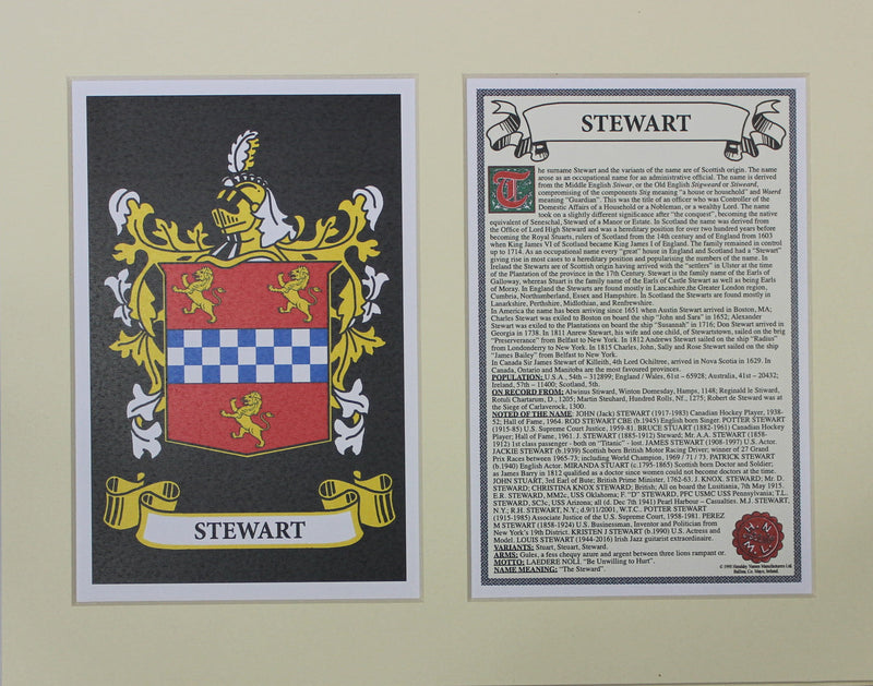 Stewart - Irish Surname Coat of Arms Family Crest Heraldry