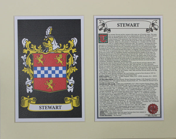 Stewart - Irish American Surname Coat of Arms Family Crest Heraldry