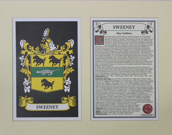 Sweeney - Irish Surname Coat of Arms Heraldry