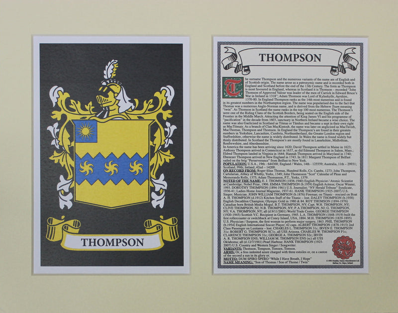 Thompson - Irish American Surname Heraldry