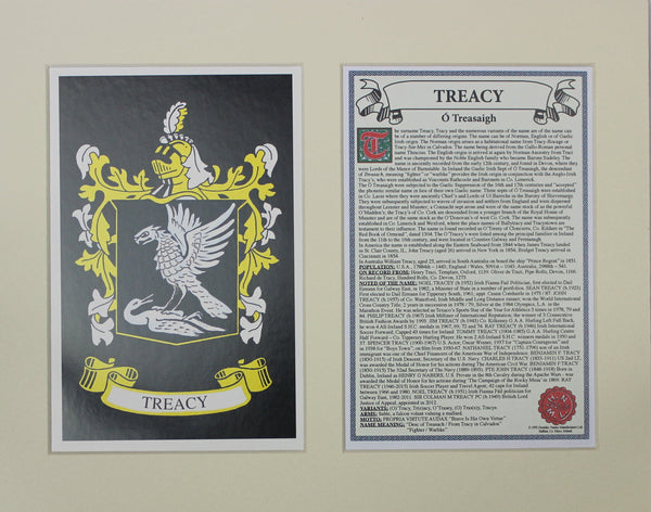 Treacy - Irish Surname Coat of Arms Family Crest Heraldry