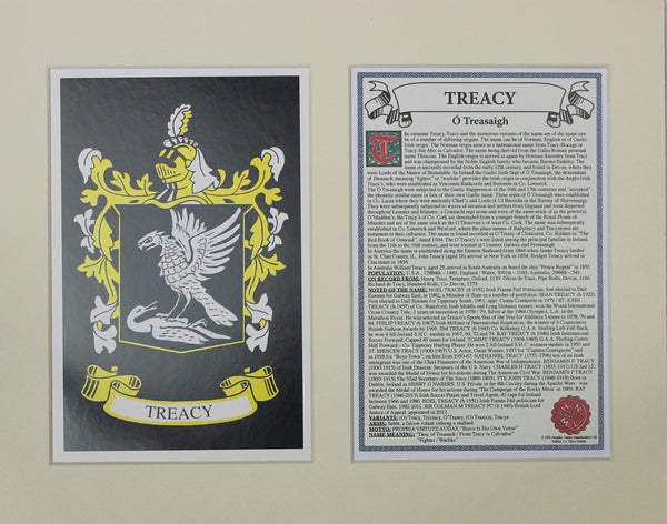 Treacy - Irish American Surname Coat of Arms Family Crest Heraldry