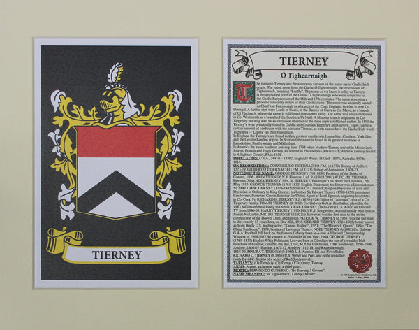 Tierney - Irish Surname Coat of Arms Family Crest Heraldry