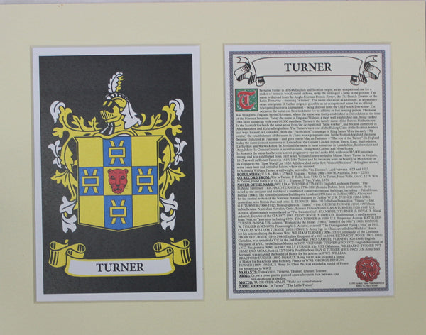 Turner - Irish Surname Coat of Arms Family Crest Heraldry