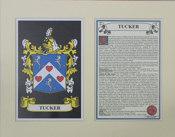 Tucker - Irish Surname Coat of Arms Family Crest Heraldry