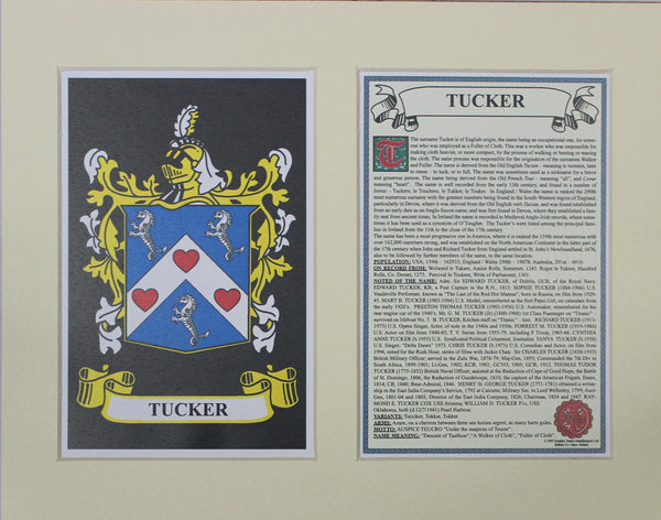 Tucker - Irish American Surname Coat of Arms Family Crest Heraldry