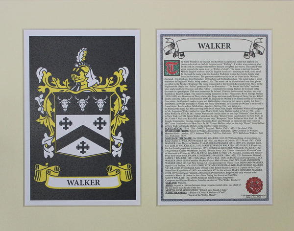 Walker - Irish American Surname Coat of Arms Family Crest Heraldry
