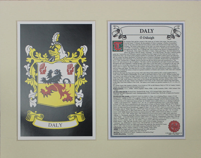 Daly - Irish American Surname Heraldry