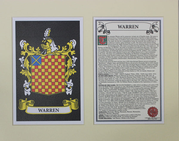 Warren - Irish American Surname Heraldry