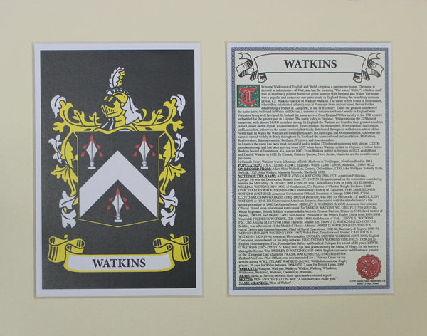 Watkins - Irish Surname Coat of Arms Heraldry