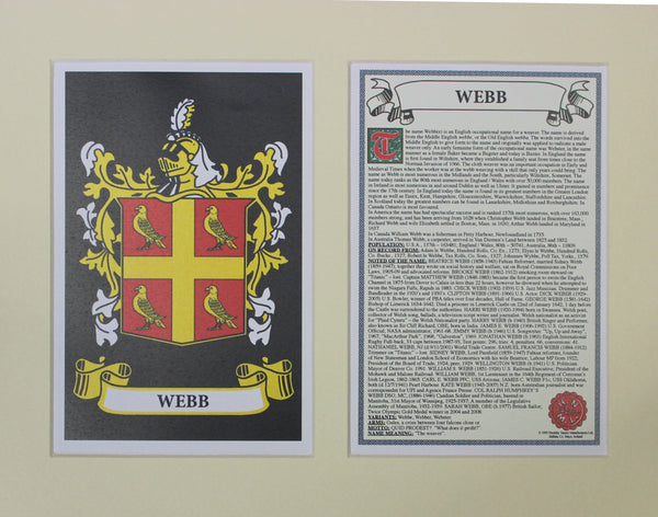 Webb - Irish American Surname Coat of Arms Family Crest Heraldry
