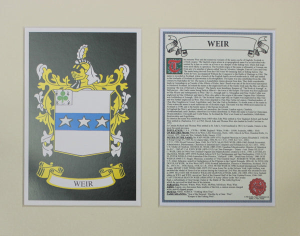 Weir - Irish Surname Coat of Arms Family Crest Heraldry