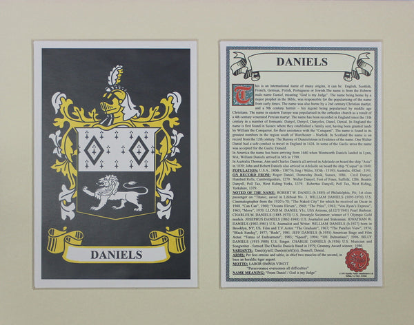 Daniels - Irish American Surname Heraldry