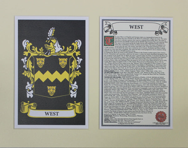 West - Irish American Surname Coat of Arms Family Crest Heraldry