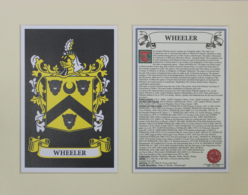 Wheeler - Irish Surname Coat of Arms Heraldry