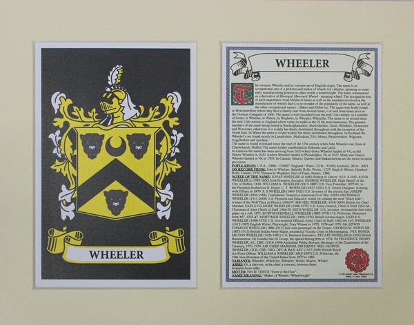 Wheeler - Irish American Surname Coat of Arms Family Crest Heraldry