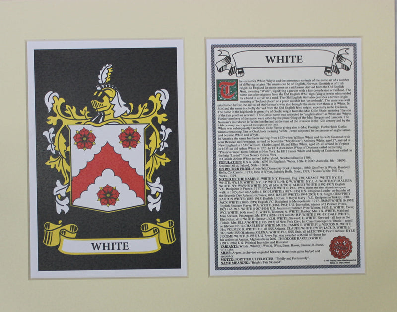 White - Irish Surname Coat of Arms Family Crest Heraldry