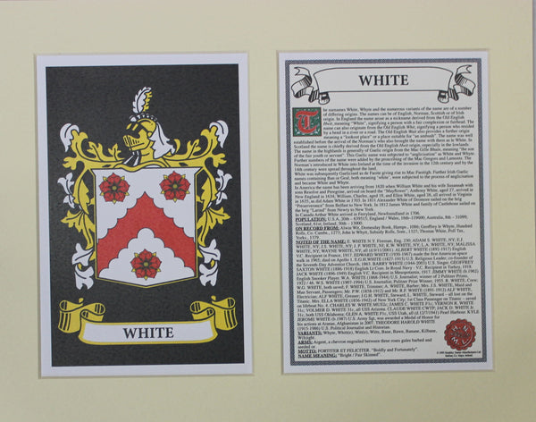 White - Irish American Surname Coat of Arms Family Crest Heraldry
