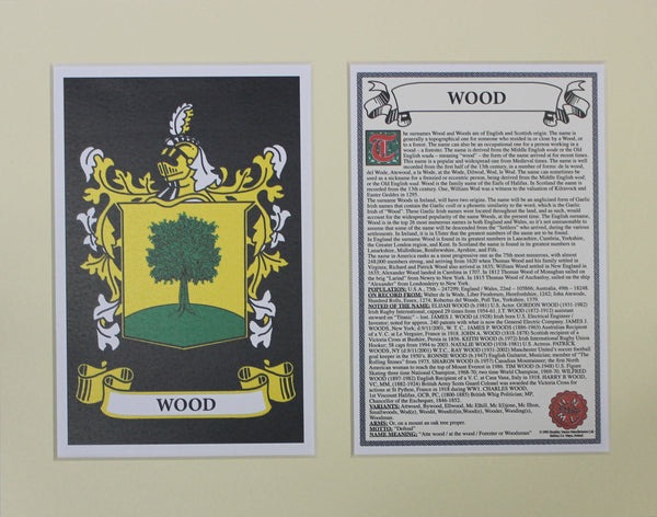 Wood - Irish Surname Coat of Arms Family Crest Heraldry