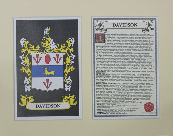 Davidson - Irish Surname Coat of Arms Family Crest Heraldry