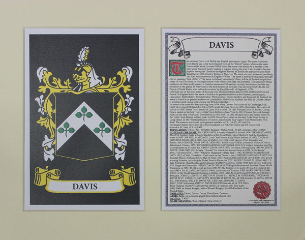 Davis - Irish American Surname Heraldry