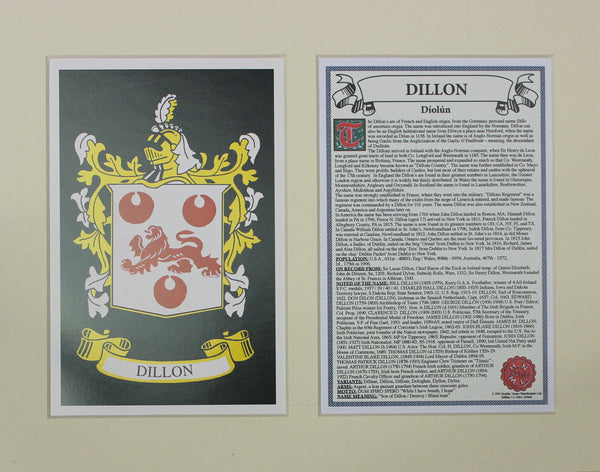 Dillon - Irish American Surname Heraldry