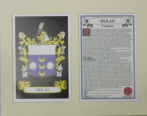 Dolan - Irish Surname Coat of Arms Family Crest Heraldry