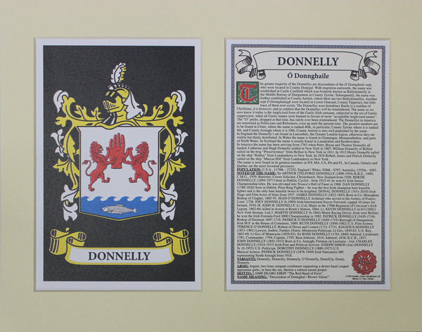 Donnelly - Irish Surname Coat of Arms Family Crest Heraldry