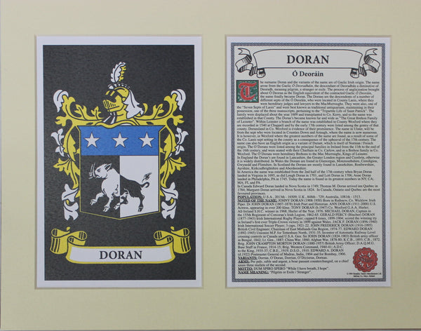 Doran - Irish Surname Coat of Arms Family Crest Heraldry