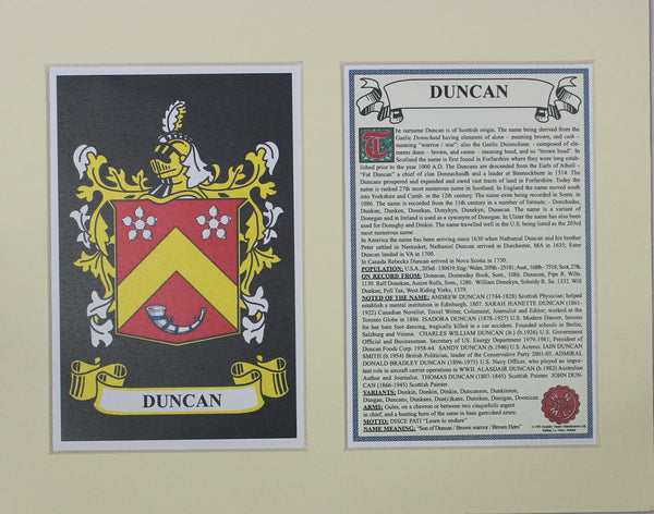 Duncan - Irish American Surname Heraldry