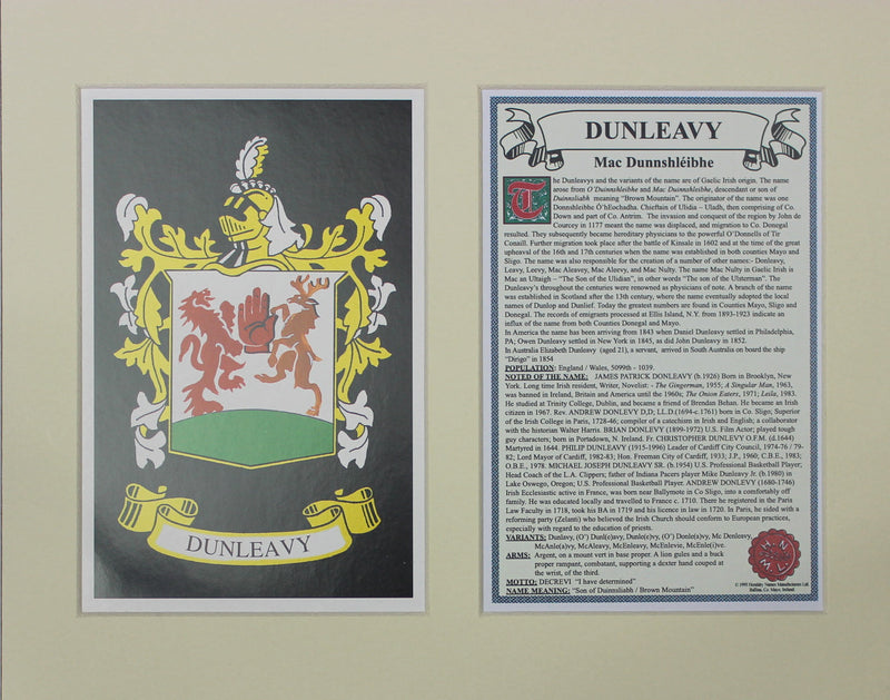 Dunleavy - Irish American Surname Heraldry