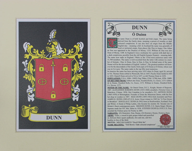 Dunn - Irish American Surname Heraldry