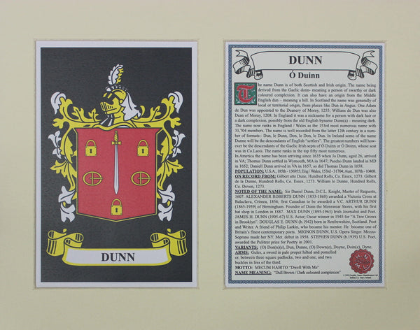 Dunn - Irish Surname Coat of Arms Family Crest Heraldry