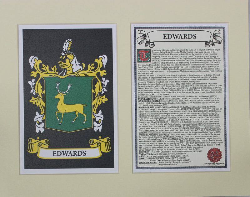 Edwards - Irish Surname Coat of Arms Family Crest Heraldry