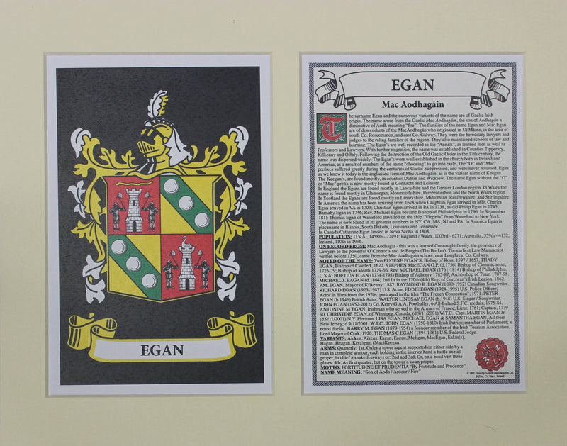 Egan - Irish American Surname Coat of Arms Heraldry