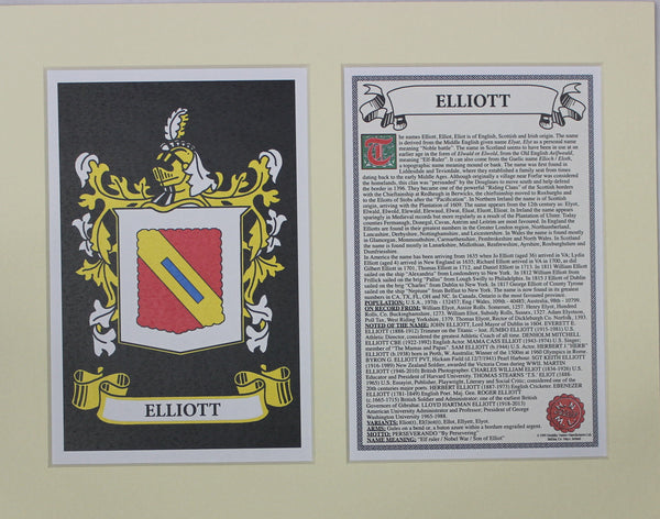 Elliott - Irish Surname Coat of Arms Family Crest Heraldry