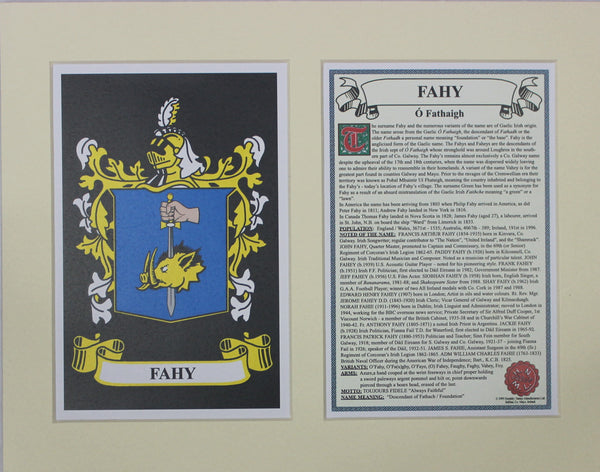 Fahy - Irish Surname Coat of Arms Family Crest Heraldry