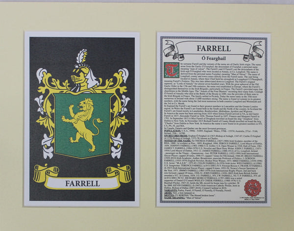 Farrell - Irish Surname Coat of Arms Family Crest Heraldry