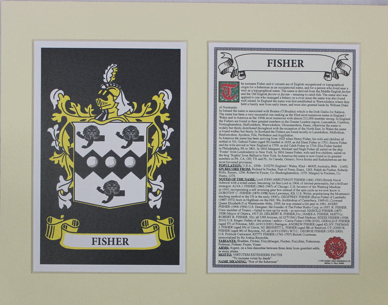 Fisher - Irish Surname Coat of Arms Family Crest Heraldry