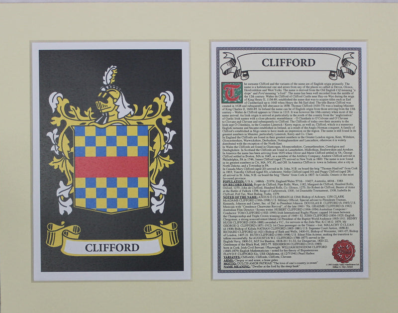 Clifford - Irish American Surname Heraldry