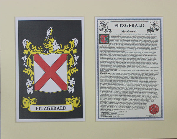 Fitzgerald - Irish American Surname Coat of Arms Heraldry